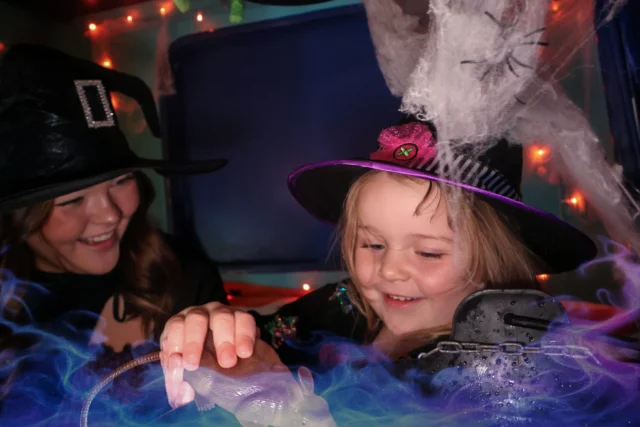 Meet Grizelda the witch in our Witch Wagon this October half term for our spooky trick or treat experience!🧙

Step inside the Witch's Wagon, with Halloween inspired prizes, potions bubbling, cauldrons churning for an interactive and imagination filled experience!👀

Only £4.49 per child!🌟

www.wheelgatepark.com